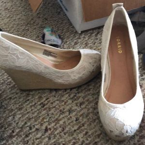White lace wedges
